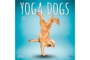 Yoga Dogs OFFICIAL | 2026 12 x 24 Inch (Hanging) Monthly Square Wall Calendar | Plastic-Free | BrownTrout | Animals Humor Pets