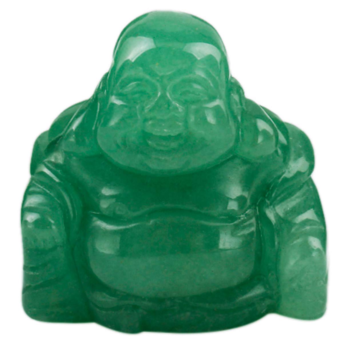 Nupuyai Green Aventurine Healing Crystal Lucky Buddha Statue, Pocket Stone Laughing Happy Buddha Figure Ornament for Home Office