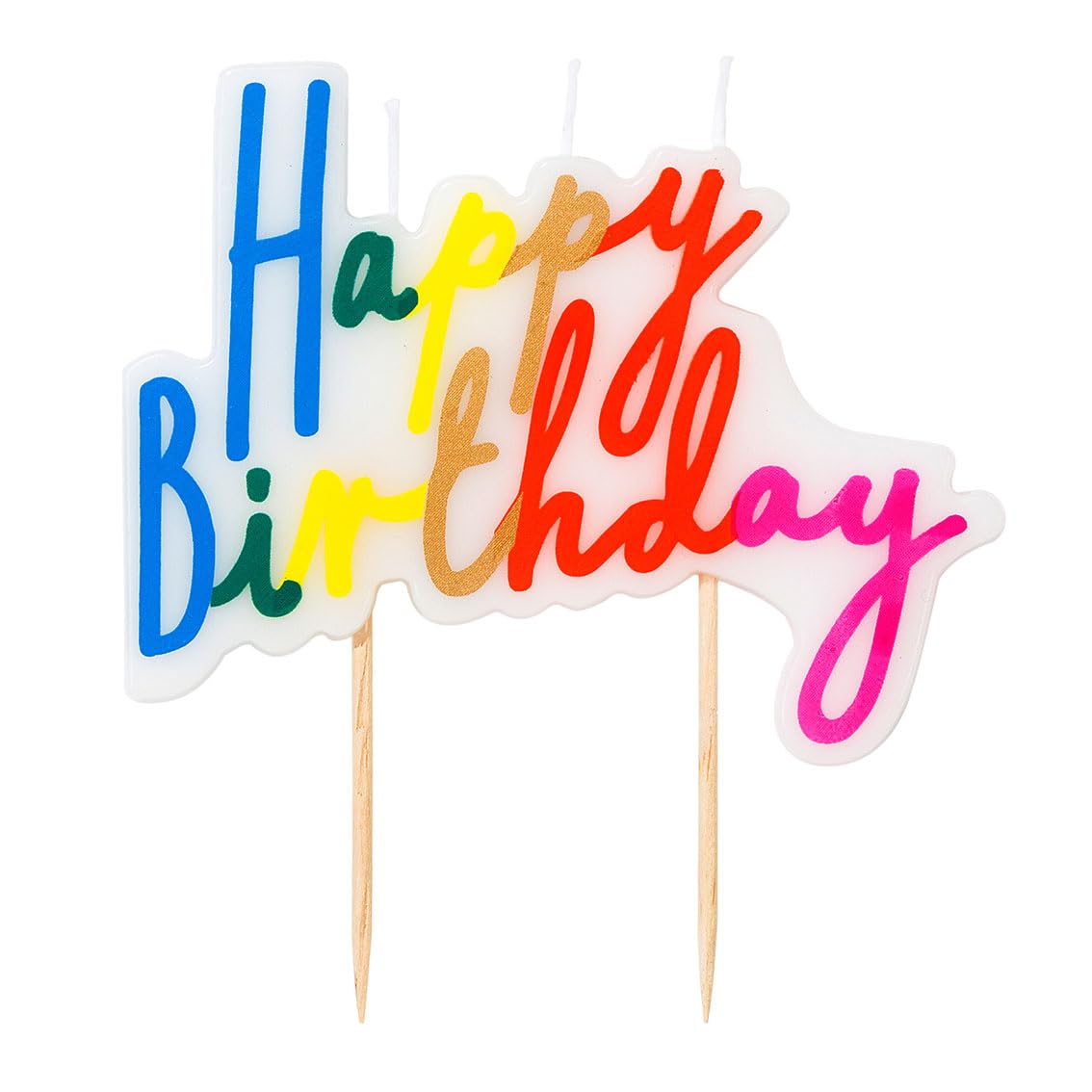 Talking Tables Colourful Happy Birthday Candle Bright Block Candle Cake Topper Rainbow Party Decorations for Adults Kids Boys Girl 8cm x 10cm, Rbgoldcandle