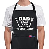 Xornis 100% Cotton Funny Apron with 2 Pockets for Men Women BBQ Grilling Adjustable Bib Black Aprons Gifts Cooking Kitchen