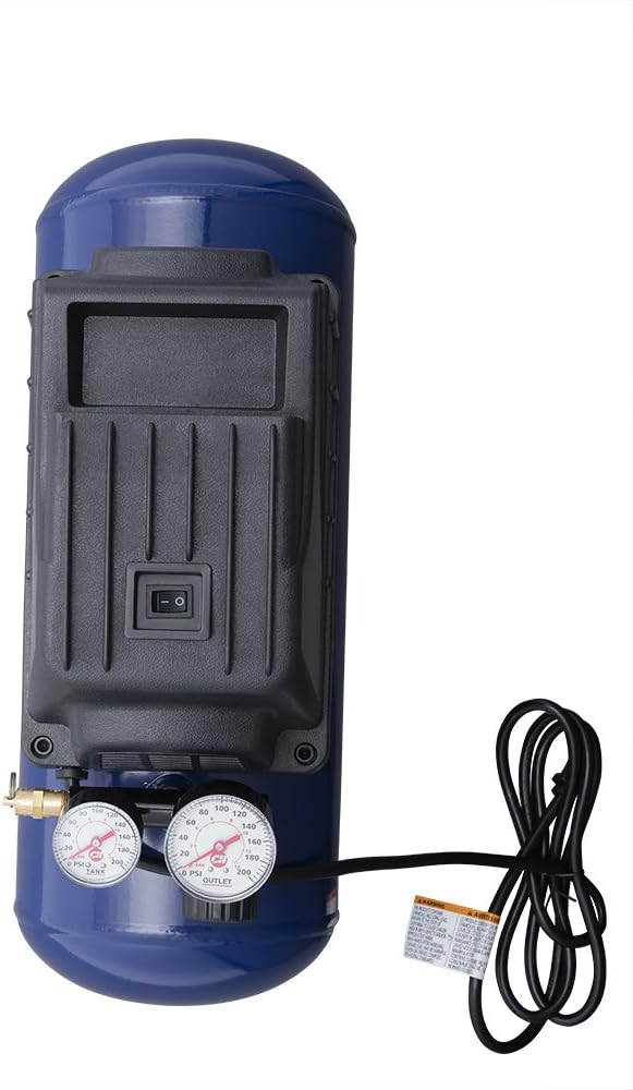Air Compressor, Portable, 3 Gallon Horizontal, Oilless, w/ 10 Piece Accessory Kit Including Air Hose & Inflation Gun (Campbell Hausfeld FP209499AV) - - 