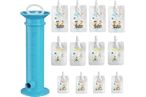 OUFFUN Fruit Puree Filler, Portable Food Pouch Filler Fruit Squeeze Puree Filler Vegetable Puree Maker Fruit Juice Food Maker with 12pcs Reusable Food Pouches for Kids Indoor and Outdoor Usage (Blue)