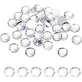 MECCANIXITY Flat Back Round Acrylic Rhinestones,14mm White Flatback Crystal Rhinestones for Crafts Clothes Shoes DIY Decoration Gifts 50Pcs