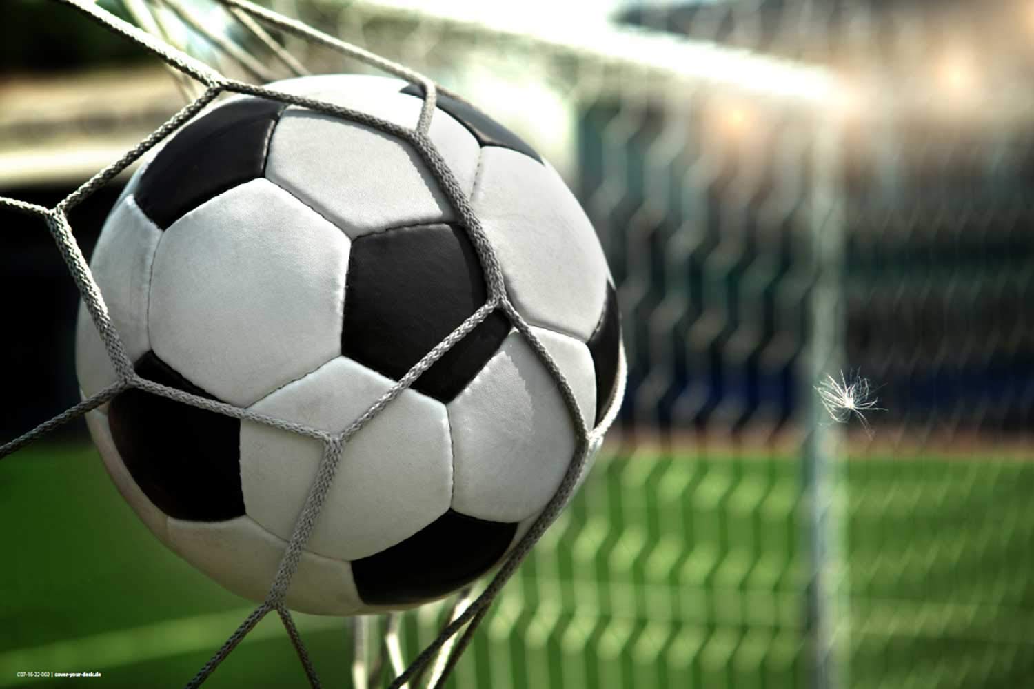 Children's Desk pad - Football Ball in The Goal - Made of First-Class Durable Vinyl (Plastic) - 60 x 40 cm - Non-Slip Desk Mat for Best Protection - Made in Germany