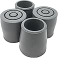 PCP Replacement Walker Tips, Reinforced Rubber Glides, Fits 1.14" Diameter, 1.25" Traction Base, 4 Count