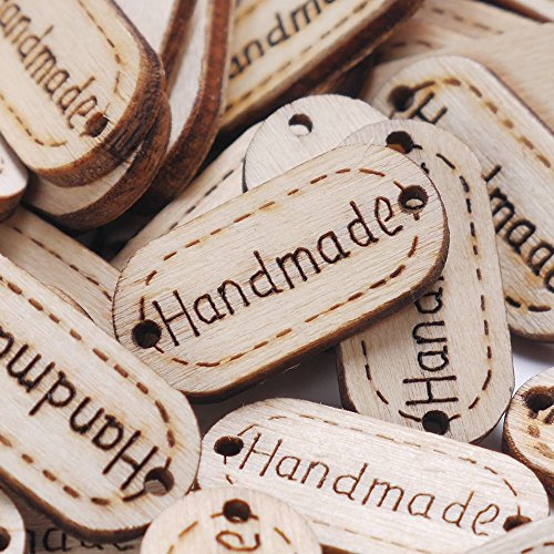 NUOMI Wooden Handmade Tags Personalized Labels 300 Pieces Oval Wood Gift Tags with 2 Holes for Crafts Hanging/Sewing Embellishments