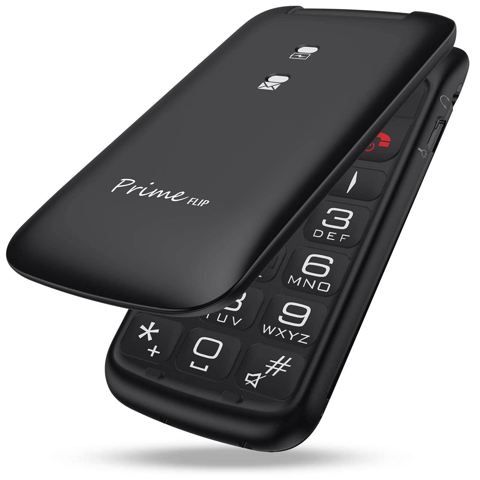 Easyfone Prime-Flip GSM SIM-Free Flip Mobile Phone for Seniors, Easy-to-Use Big Button Clamshell Phone for Elderly with SOS Button and Charging Dock (Black)