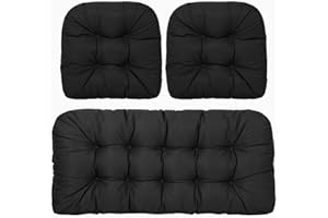 Outdoor Wicker Patio Chairs Cushions, 3 Set of Outdoor Chair Cushions for Patio Furniture, Garden Bench Pad Chair Cushions fo
