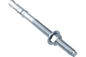 Party Animals 3/8 x 7 Inch Wedge Anchor, 5 PCs Zinc-Plated Industrial Anchor Bolts for Cement, Concrete