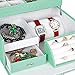 4Queens PU Jewelry Box Jewelry Case with Mirror and Lock Green&White