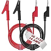 14 Gauge 2pcs 3.3 Ft Stackable 4MM Banana Plug to Alligator Clips UL3135, Heavy Duty Silicone Test Leads Set Jumper Wires Kit for Testing - EDGELEC