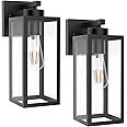 Tipace Outdoor Wall Lantern 2 Pack Black Exterior Wall Sconce with Clear Glass Shade Wall Mount Lights for Entryway,Porch,Doorway(Bulb Not Included)