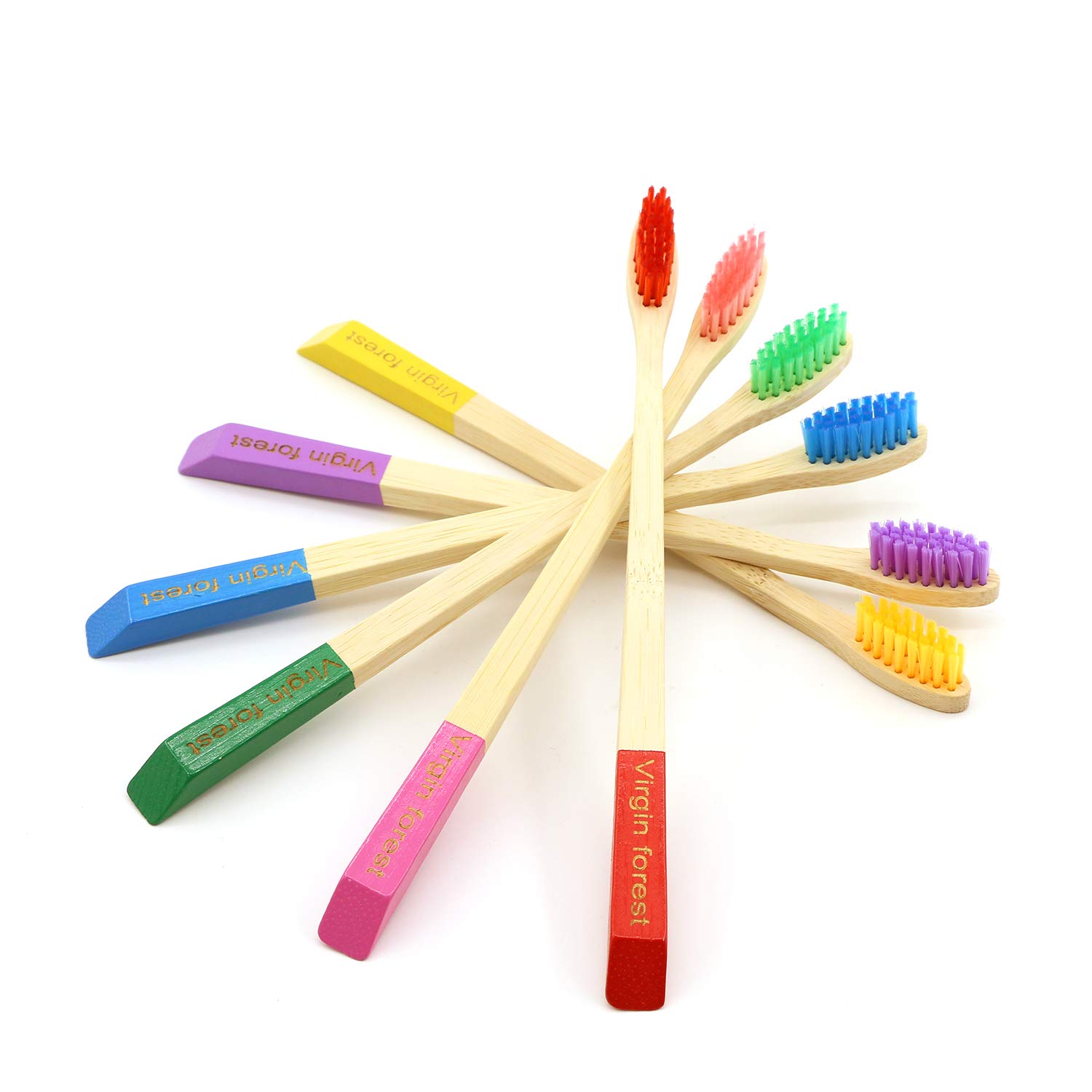 Bamboo Toothbrush with Medium Bristles, Eco-Friendly, Organic Biodegradable Handle, 6 Colored BPA-Free Toothbrushes