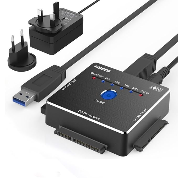 USB IDE oder SATA Adapter, FIDECO USB 3.0 Aluminium Festplattenadapter für 2.5/3.5 Zoll SATA HDD/SSD & 3.5 Zoll IDE Festplatt