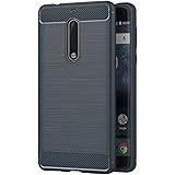 AICEK Funda Nokia 5, Azul Silicona Fundas para Nokia 5 Carcasa Nokia 5 Fibra de Carbono Funda Case (5,2 Pulgadas)