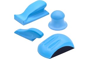 SHUTTLE GENIUS 4PCS Hand Sanding Blocks Hook and Loop, 5 Inch Mouse Sanding Block and 5.3" Hand Sander Block for Woodworking Furniture Automotive Body Arts and Crafts