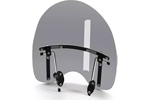 Fsehyue 18x16 Inch Windshield Replacement for Harley Davidson Honda Kawasaki Suzuki Yamaha V Star 1300 1100 950 650 Motorcycle Windscreen Smoke gray