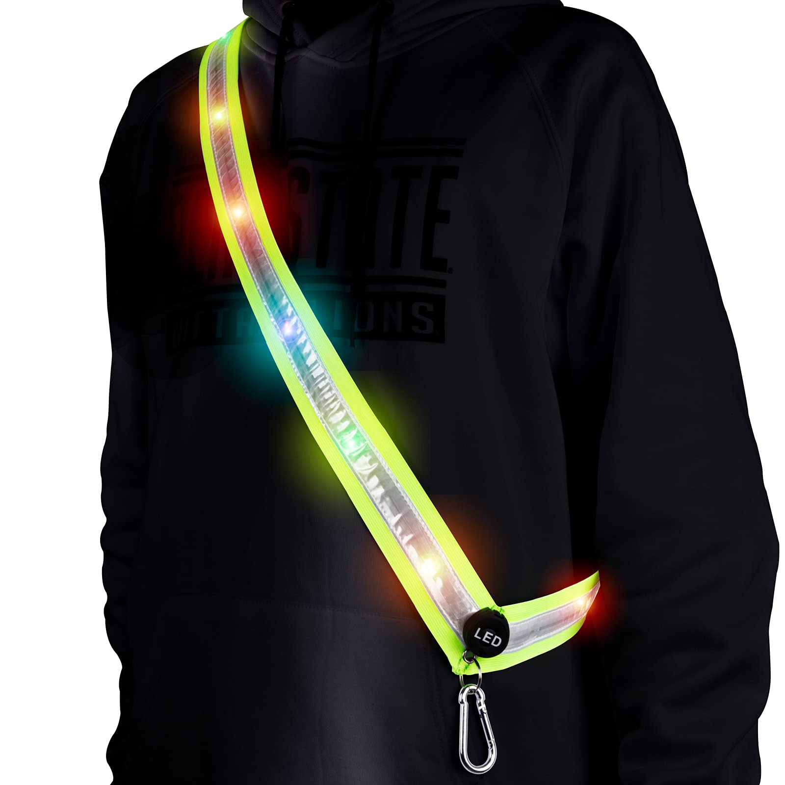 Photo 1 of OLIKER LED Reflective Running Gear High Visibility LED Flashing Sash Outdoor Running Cycling Hiking Jogging Rechargeable Illuminating Gear for Men and Women Night Safety Walking Gear (Green)