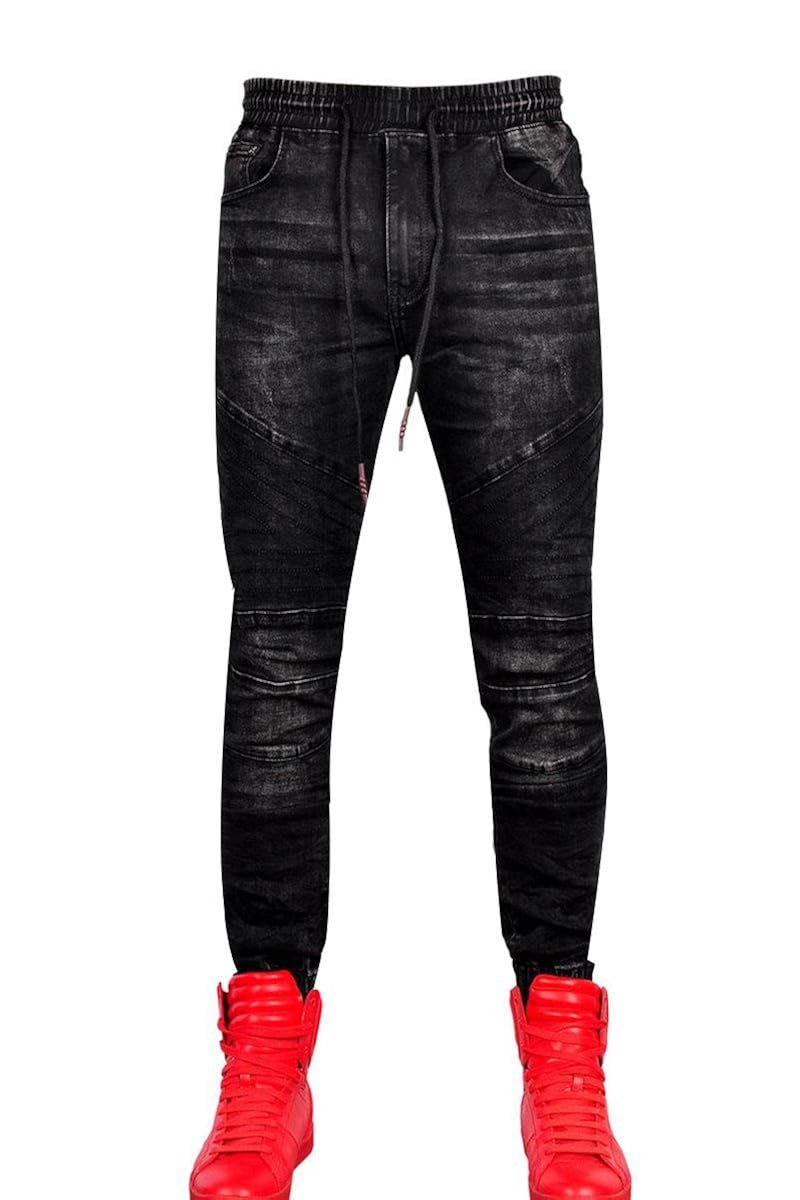 Buy Men's Fashion Slim Fit Jogger Jeans Casual Elastic Waistband Denim