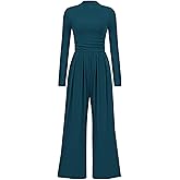 PRETTYGARDEN Jumpsuits for Women Dressy Fall Fashion Clothing 2026 Long Sleeve Mock Neck Date Night Rompers Business Outfits