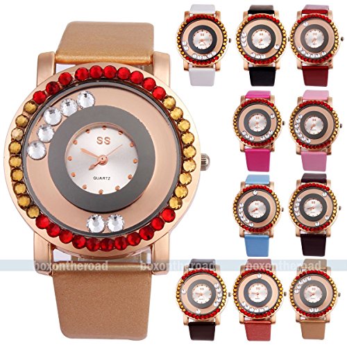 SUPER BARGAIN!!! NEW Model!! Fashion Women Bling Crystal Leather Band Quartz Analogue Sport Wrist Watch in Jewelry
