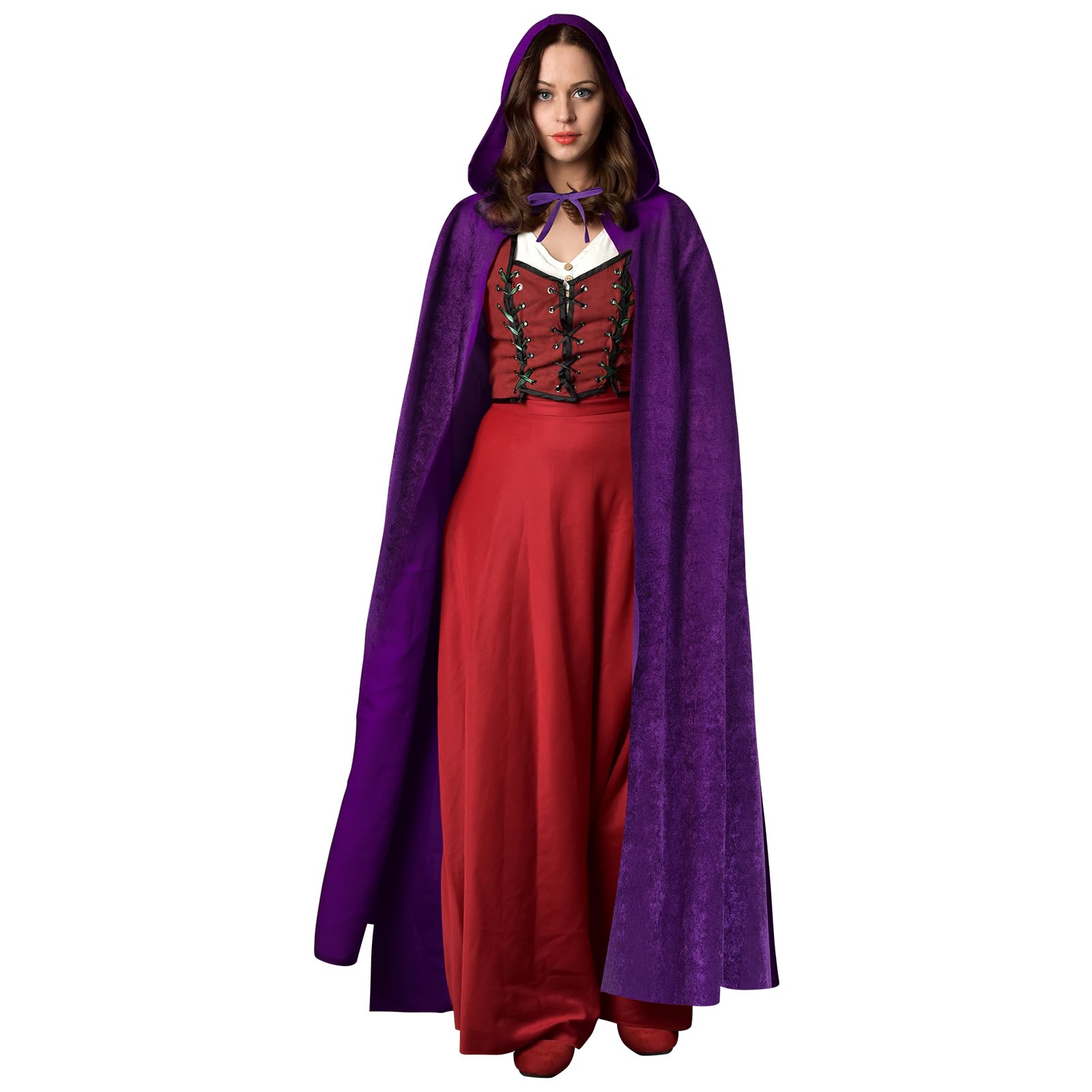 AOOWU Purple Cape Halloween Hooded Cape Witch Cosplay Accessories Adult Fancy Dress Costume Adult Grim Reaper Cape Long Cloak for Vampire Halloween Family Party Fancy Dress Masquerade (150cm/59in) — image 1