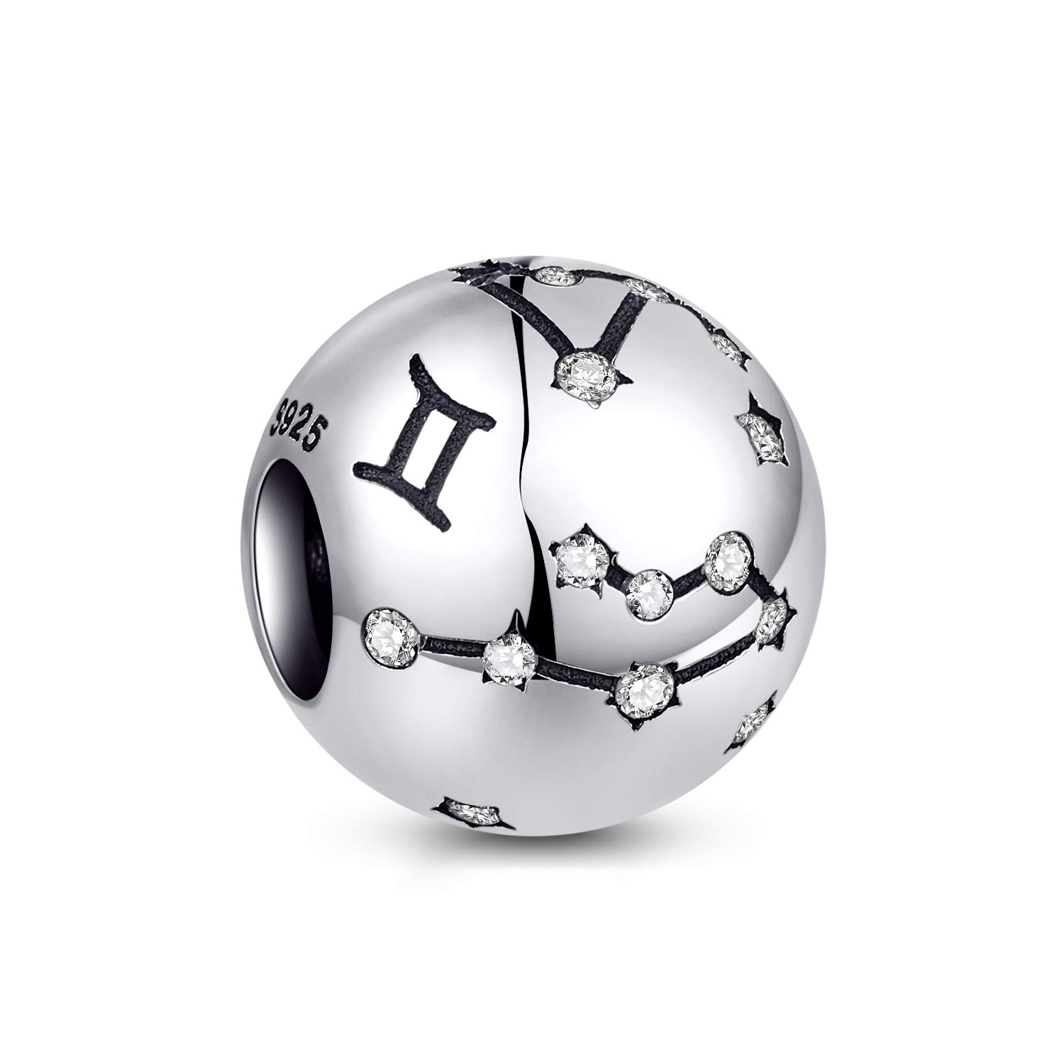 NINGAN Gemini Zodiac Sign Birthday Charms -Women's Bead Charms 925 Sterling Silver Charms Fits Pandora Bracelet Charms & Necklace for Women & Friends