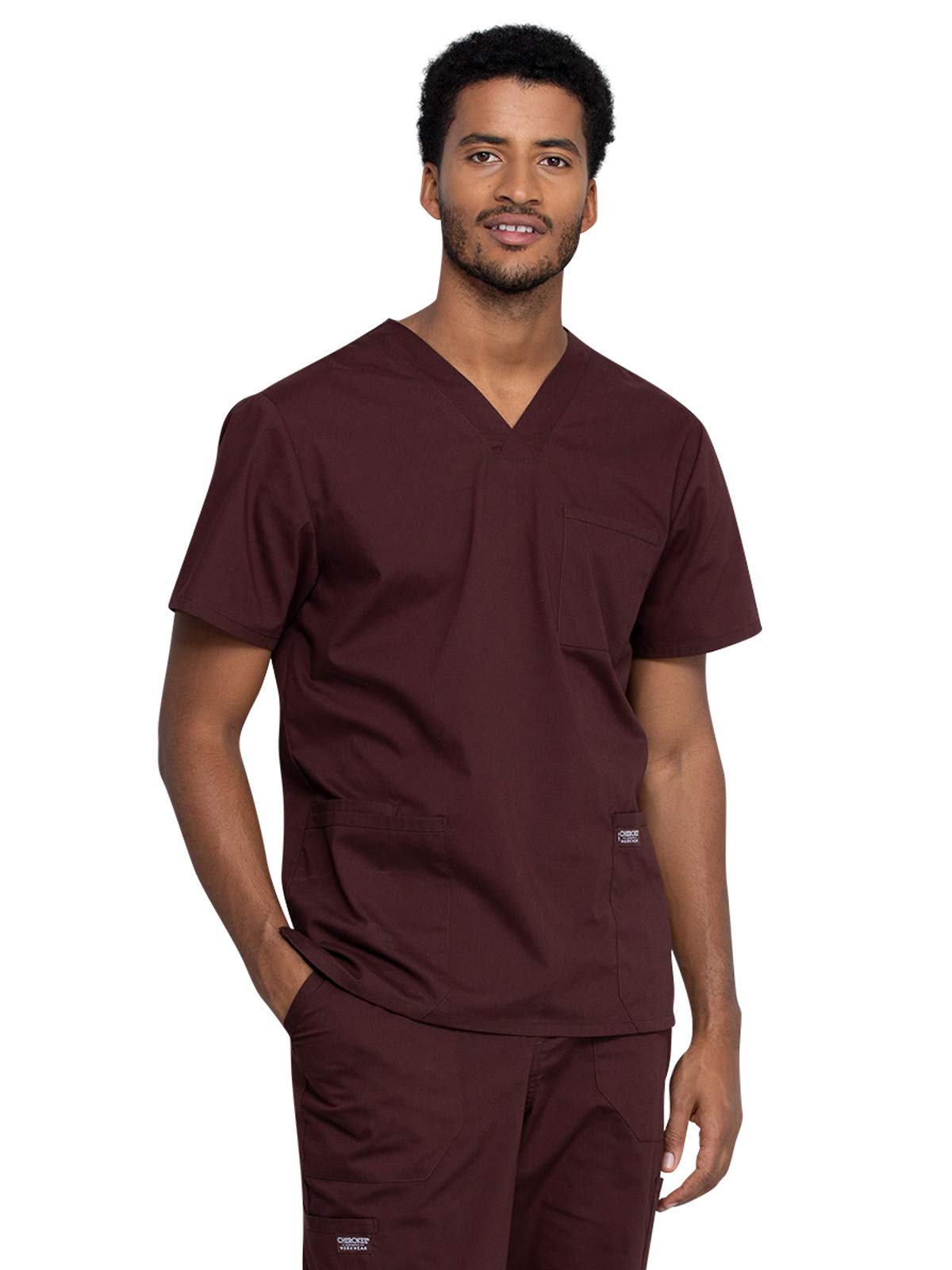 CherokeeMen's V-Neck Top Traditional fit with 4 Pockets, Ultra Soft, Durable, Fade Resistant, 2-Way Stretch Fabric - WW695
