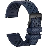 WOCCI Hollow Watch Bands, FKM Rubber (Not Silicone), Replacement Strap, Quick Release, Stainless Steel Buckle, 20mm 22mm