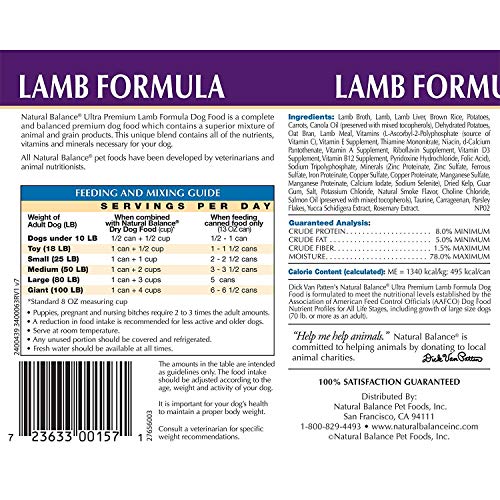 Natural Balance Ultra Premium Canned Wet Dog Food, Lamb Formula, 13-Ounce (Pack Of 12) - //medicalbooks.filipinodoctors.org