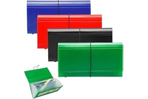 SEEKIND Expanding File Folder 4 Pack, 10.4' 5.5' Receipt Organizer Folder Accordion Folder Document with 13 Pocket for Office,Cards,Tickets-Water Resis