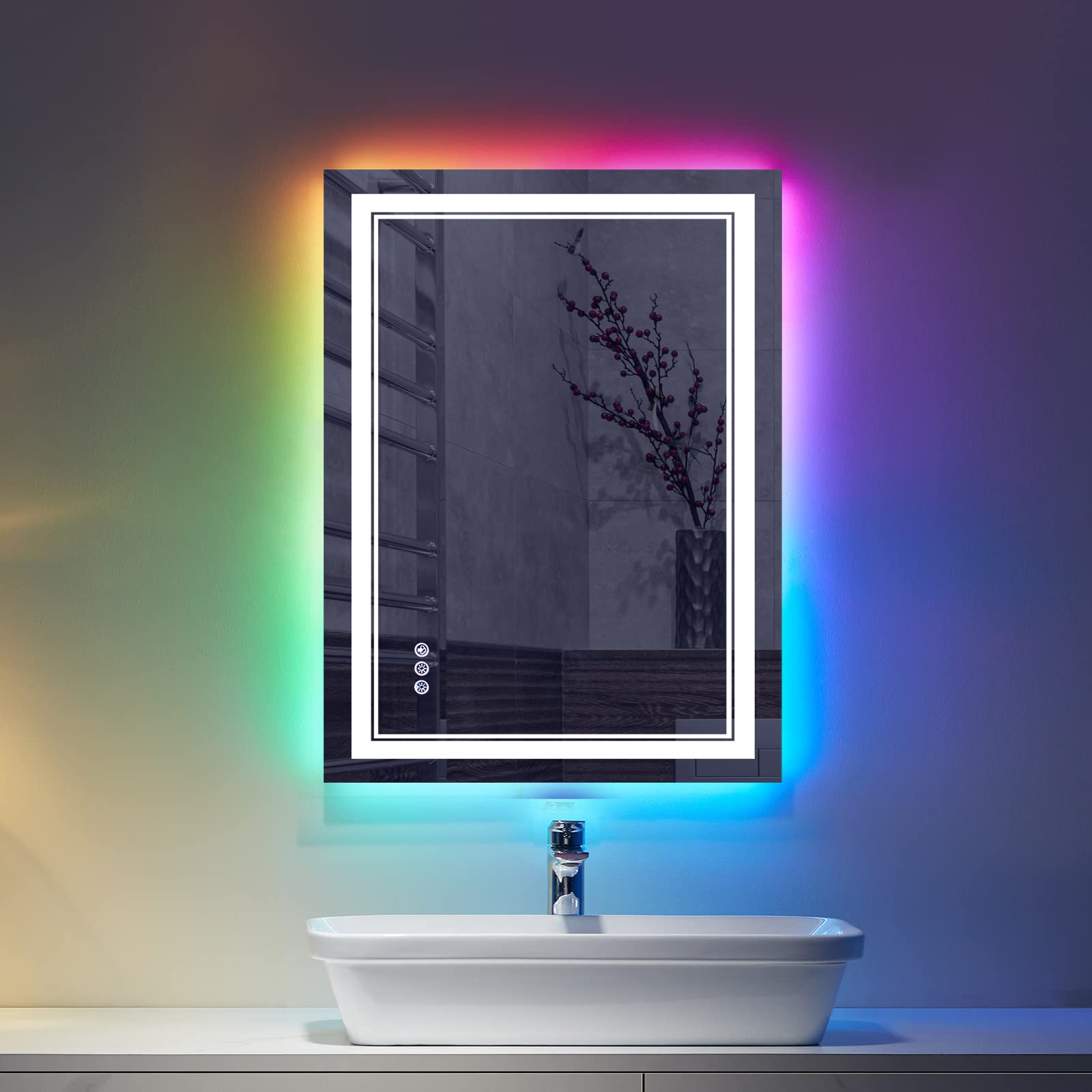 ISTRIPMF 24x32 inch LED Bathroom Mirror RGB Color