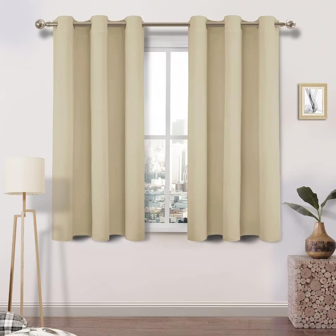 DWCN Blackout Curtains for Bedroom & Living Room Beige Curtains & Draps Thermal Curtain Eyelet 46 x 54 Inch 2 Panels — image 1