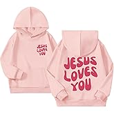 Kelxjia Christian Jesus Loves You Hoodie For Teen Girls Cute Graphic Hoodies Kids Bible Verse Faith Sweatshirt God Pullover