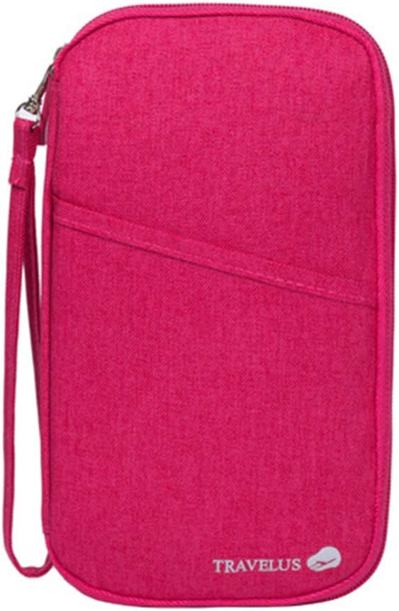 Ellis RFID Travel Passport Wallet Documents Organizer Zipper Case with Removable Wristlet Strap
