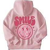 SweatyRocks Girl's Smile Face Graphic Hoodies Long Sleeve Hooded Sweatshirt Cute Pullovers Tops