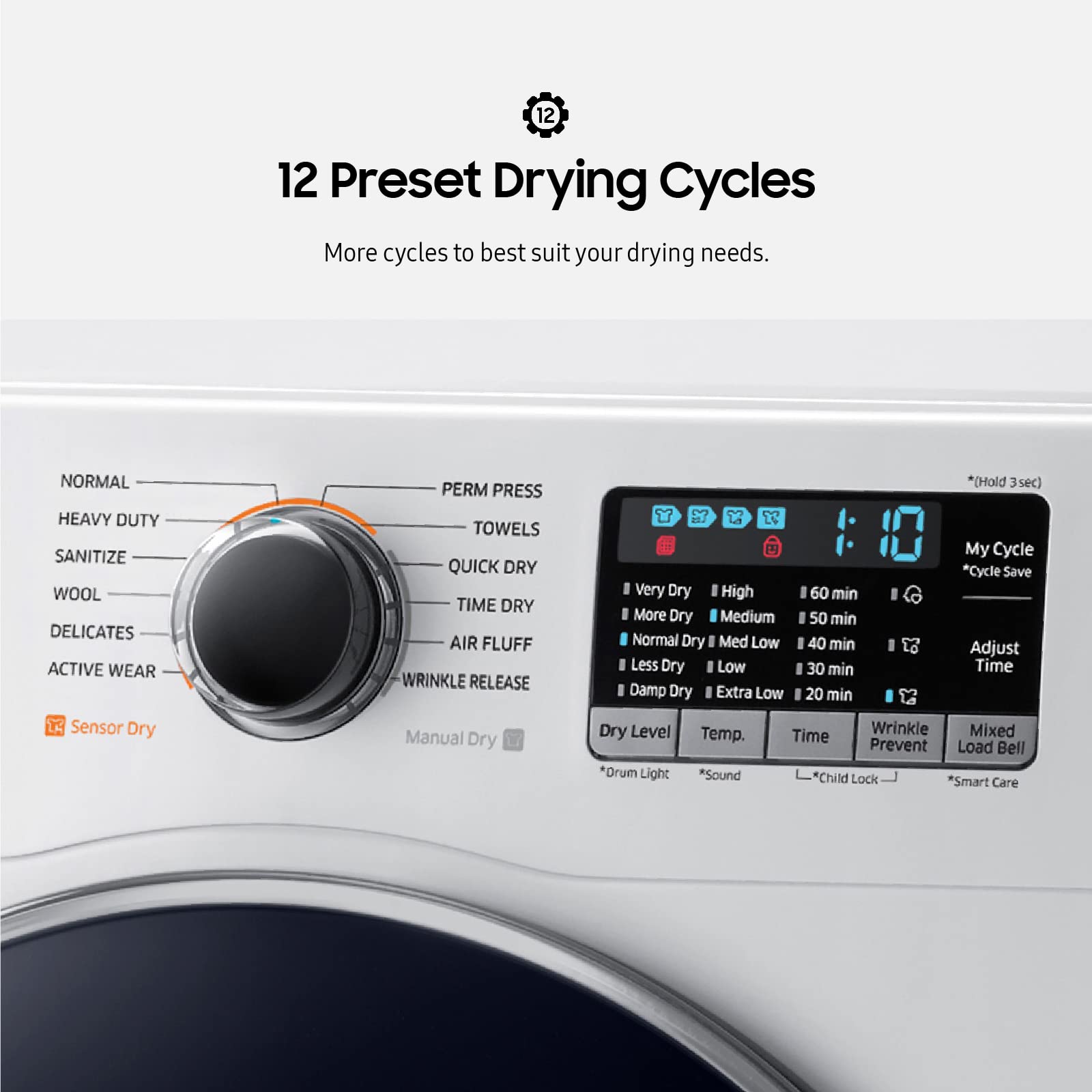 SAMSUNG 4.0 cu. ft. Electric Dryer, Compact Clothes Drying Machine