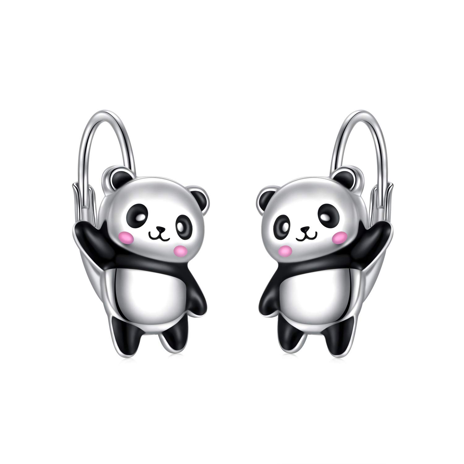 Panda Earrings for Women 925 Sterling Silver Animal Leverback Earrings Cute Panda Jewellery Gifts for Girls