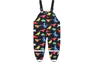 YIQAUMA Toddler Girls Boys Rain Pants Water Resistant Suspender Trousers Mud Dirt Proof Bib Pants Play Overalls