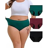 INNERSY Women's Period Underwear Plus Size Heavy Flow High Waisted Cotton Leak Proof Menstrual Panties 3-Pack