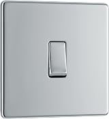 BG Electrical 2 Way Light Switch Screwless Polished Chrome Slim Profile 20A