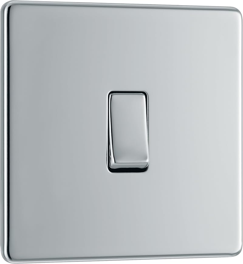 BG Electrical 2 Way Light Switch Screwless Polished Chrome Slim Profile 20A
