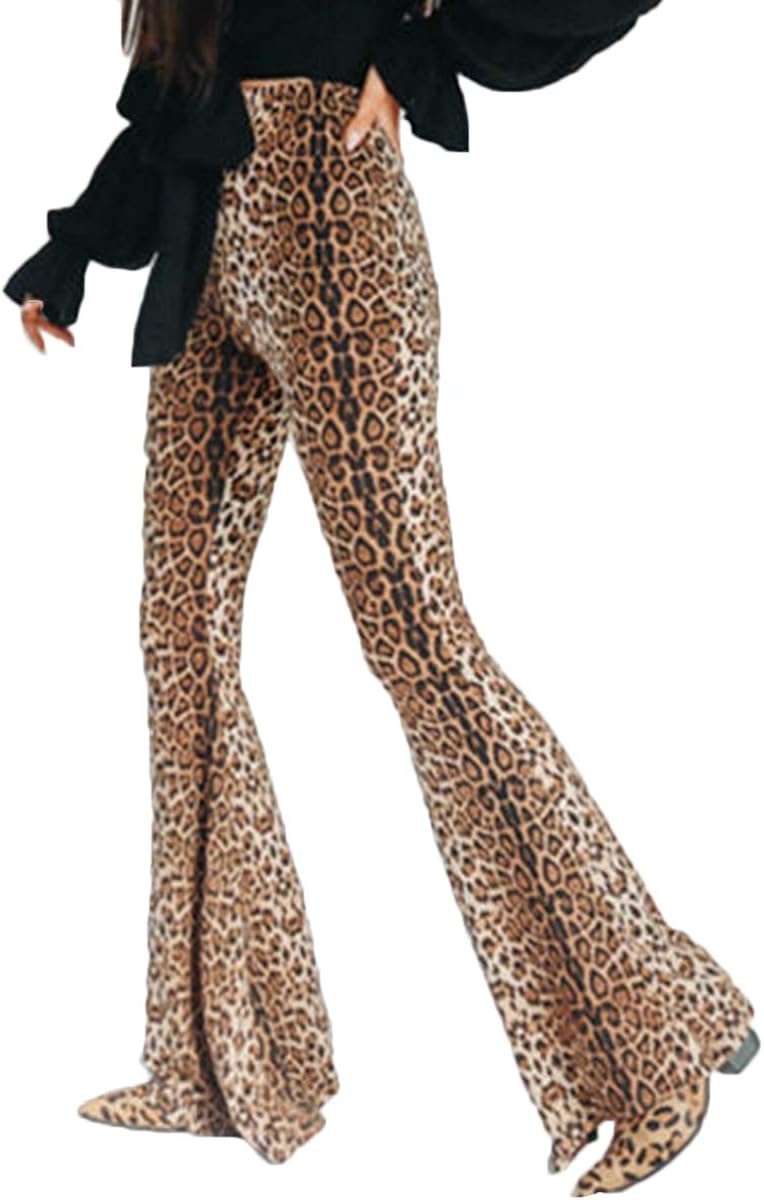 plus size leopard flare pants