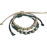 Zlanderah Handmade Green Boho Bracelets for Women, Bohemian Ceramic Beads Bracelets for Friends, Trendy Porcelain Stone Beaded Bracelets for Sisters
