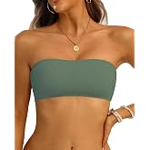 Aqua Eve Women Bandeau Bikini Top Only Strapless Swim Top Tube Swimsuit | Removable Straps,Removable Soft Cups,Adjustable Straps,Full Lining,Stretch Fabric