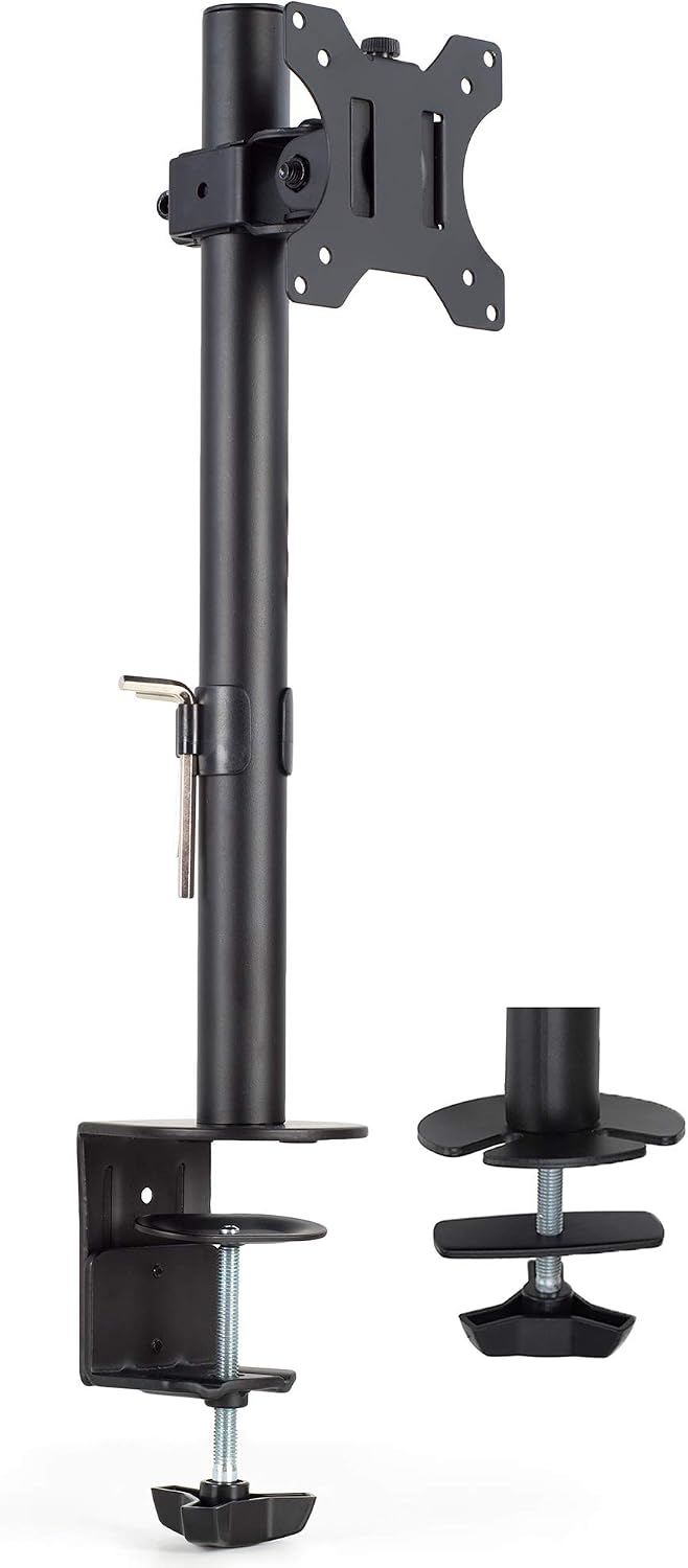 Vivo Single Monitor Adjustable Tilt Desk Mount Stand for 1 LCD Screen up to 32 inches STAND-V001C, Black, 1 Screen Mount
