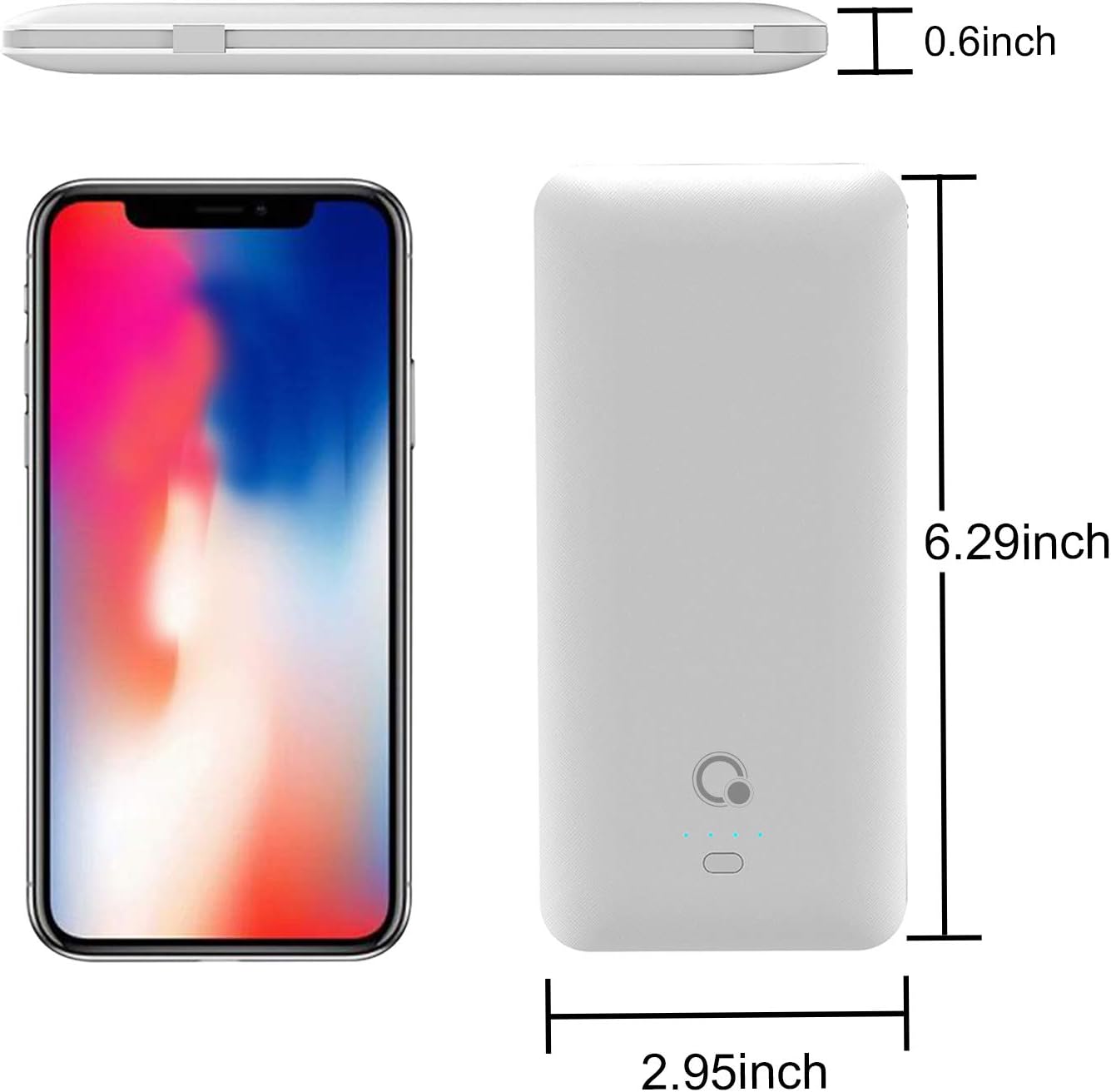 10000mAh Q Portable Charger, Ultra Slim USB C Power Bank, 4 Output Dual Input External Battery Pack with Built-in AC Wall Plug,Built in Micro and USB C Three Cables Compatible with All mobilephone