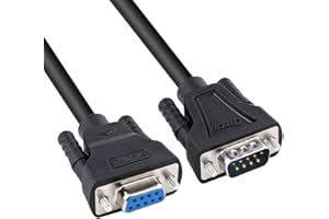 DTECH 5 Feet DB9 to DB9 RS232 Serial Cable Male to Female Extension Null Modem Cord Simple TX RX Crossover Cable for Data Com