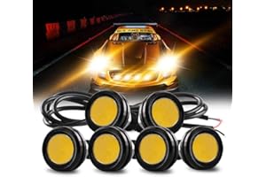 Teguangmei 6 Pack 23mm High Power Amber 9W Eagle Eye LED Lights DRL Daytime Running Fog Light Tail Backup Light Clearance Marker Lights Car Motorcycle Accessories