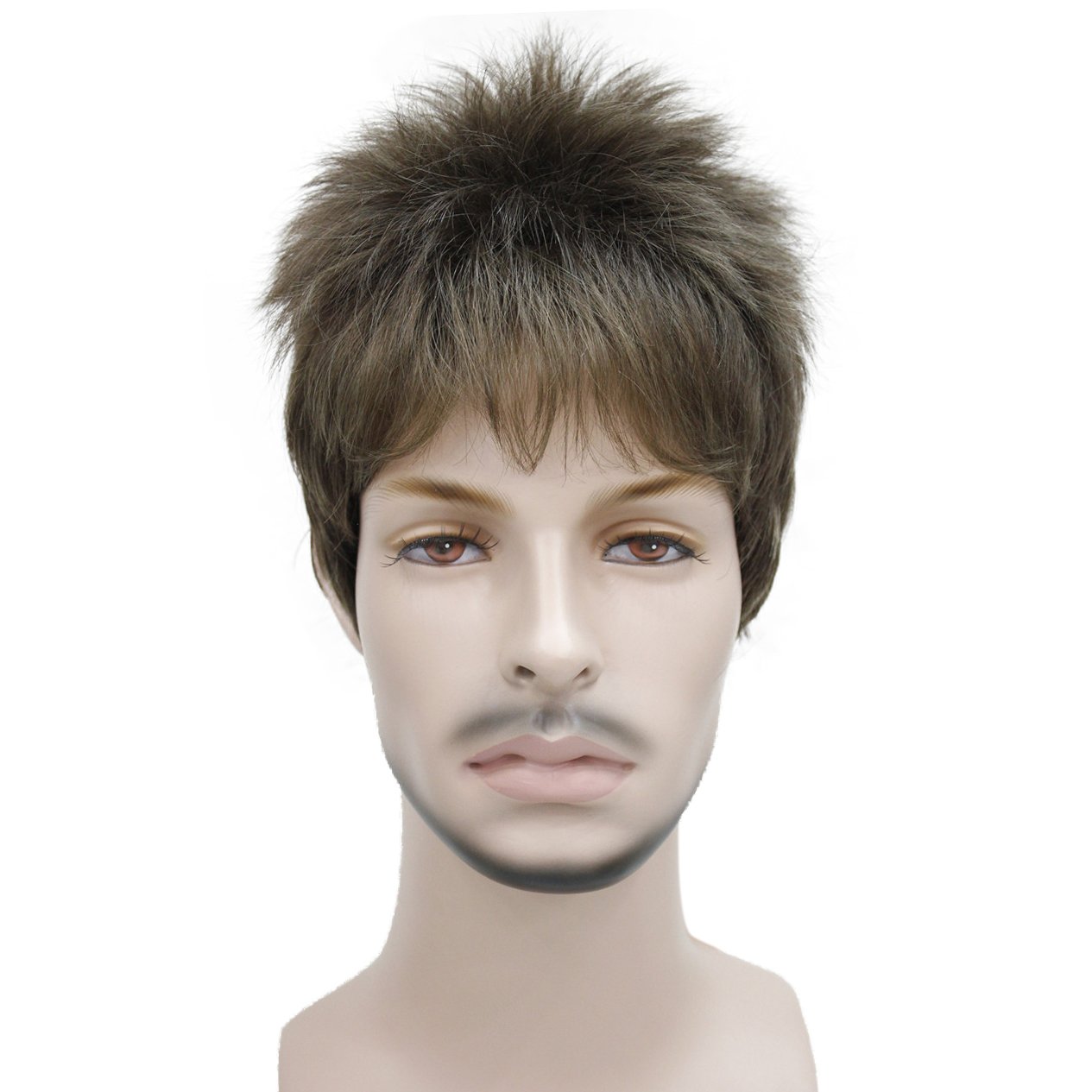 Lydell Men's Wig Natural Black/Brown Short Straight Hair Synthetic Full Wigs (RM73)